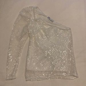 Zara sequin one shoulder top